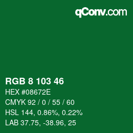 Color code: RGB 8 103 46 | qconv.com