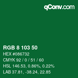 Color code: RGB 8 103 50 | qconv.com