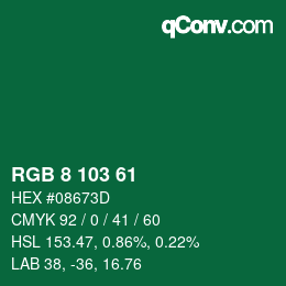 Color code: RGB 8 103 61 | qconv.com