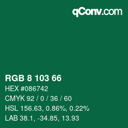 Color code: RGB 8 103 66 | qconv.com