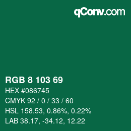 カラーコード: RGB 8 103 69 | qconv.com