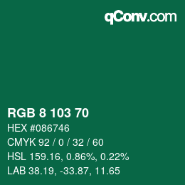 Color code: RGB 8 103 70 | qconv.com