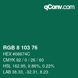 Farbcode: RGB 8 103 76 | qconv.com
