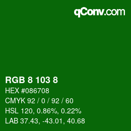 Farbcode: RGB 8 103 8 | qconv.com