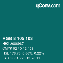 カラーコード: RGB 8 105 103 | qconv.com