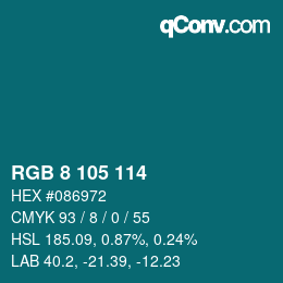Color code: RGB 8 105 114 | qconv.com