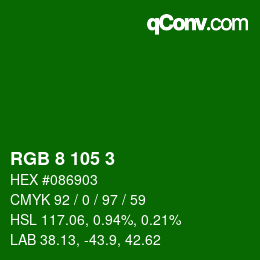 Color code: RGB 8 105 3 | qconv.com