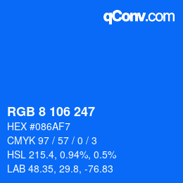 Color code: RGB 8 106 247 | qconv.com