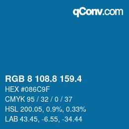 カラーコード: RGB 8 108.8 159.4 | qconv.com