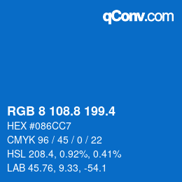 カラーコード: RGB 8 108.8 199.4 | qconv.com