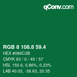 カラーコード: RGB 8 108.8 59.4 | qconv.com