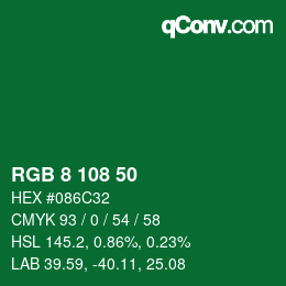 Color code: RGB 8 108 50 | qconv.com