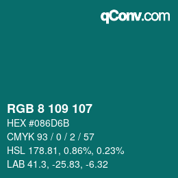 颜色代码: RGB 8 109 107 | qconv.com