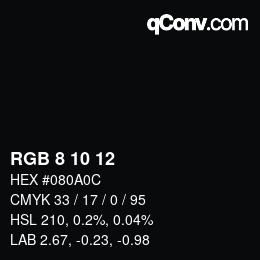 Color code: RGB 8 10 12 | qconv.com