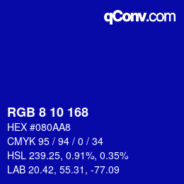 Color code: RGB 8 10 168 | qconv.com