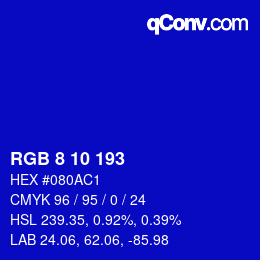 カラーコード: RGB 8 10 193 | qconv.com