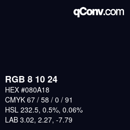 カラーコード: RGB 8 10 24 | qconv.com