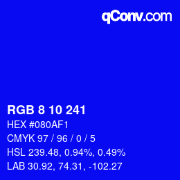 Color code: RGB 8 10 241 | qconv.com