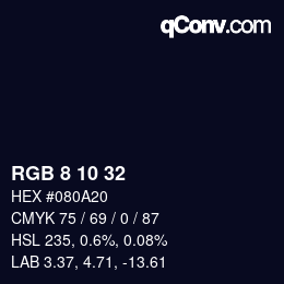 Farbcode: RGB 8 10 32 | qconv.com