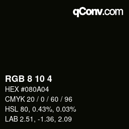 Color code: RGB 8 10 4 | qconv.com