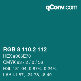 カラーコード: RGB 8 110.2 112 | qconv.com