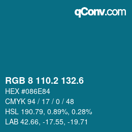 カラーコード: RGB 8 110.2 132.6 | qconv.com