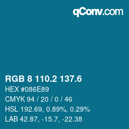 カラーコード: RGB 8 110.2 137.6 | qconv.com
