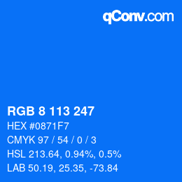 カラーコード: RGB 8 113 247 | qconv.com