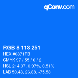 Color code: RGB 8 113 251 | qconv.com