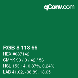 Color code: RGB 8 113 66 | qconv.com