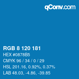 颜色代码: RGB 8 120 181 | qconv.com
