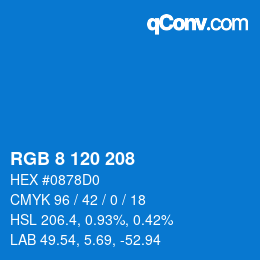Color code: RGB 8 120 208 | qconv.com
