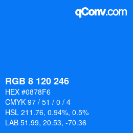 Color code: RGB 8 120 246 | qconv.com