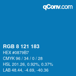 Color code: RGB 8 121 183 | qconv.com