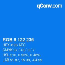 Color code: RGB 8 122 236 | qconv.com