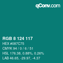 Color code: RGB 8 124 117 | qconv.com