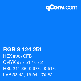 Color code: RGB 8 124 251 | qconv.com