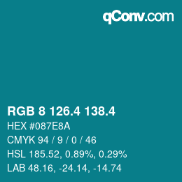 カラーコード: RGB 8 126.4 138.4 | qconv.com