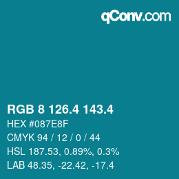 カラーコード: RGB 8 126.4 143.4 | qconv.com
