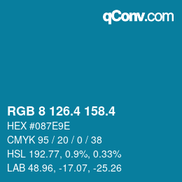 カラーコード: RGB 8 126.4 158.4 | qconv.com