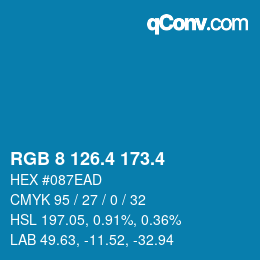 カラーコード: RGB 8 126.4 173.4 | qconv.com