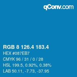 カラーコード: RGB 8 126.4 183.4 | qconv.com