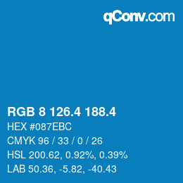 カラーコード: RGB 8 126.4 188.4 | qconv.com