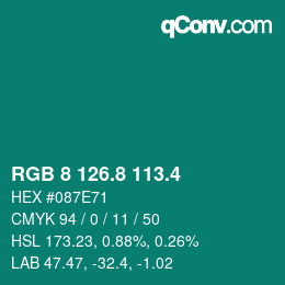 カラーコード: RGB 8 126.8 113.4 | qconv.com