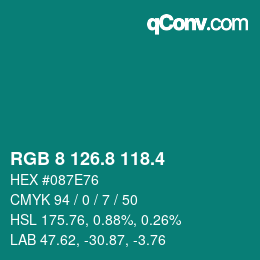 カラーコード: RGB 8 126.8 118.4 | qconv.com
