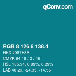 カラーコード: RGB 8 126.8 138.4 | qconv.com
