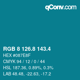 カラーコード: RGB 8 126.8 143.4 | qconv.com