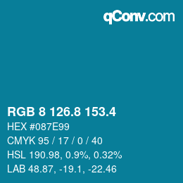 カラーコード: RGB 8 126.8 153.4 | qconv.com