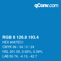 カラーコード: RGB 8 126.8 193.4 | qconv.com
