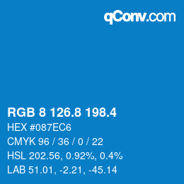 カラーコード: RGB 8 126.8 198.4 | qconv.com